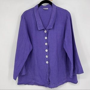 Habitat Clothes To live In Lagenlook Linen Top Purple Button Front Art To Wear